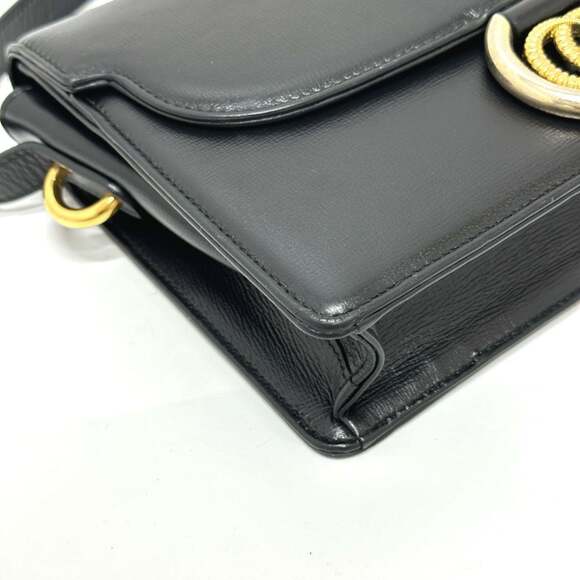 GUCCI Authentic Black Leather GG Marmont Shoulder Bag - Picture 5 of 16